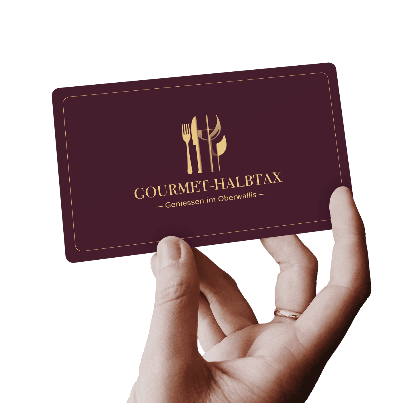 Hand hält die Gourmet-Halbtax-Karte